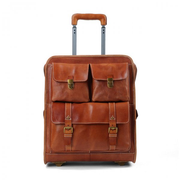 22 Inch Suitcase Multifunctional Luggage Case Business Style Top Layer Cowhide Luggage Carrier