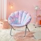 Little Fairy Shell Chair Faux Fur Scallop Saucer Chair with Holographic Trim Seashell Chair Bedroom Chair Live Lounge Chair