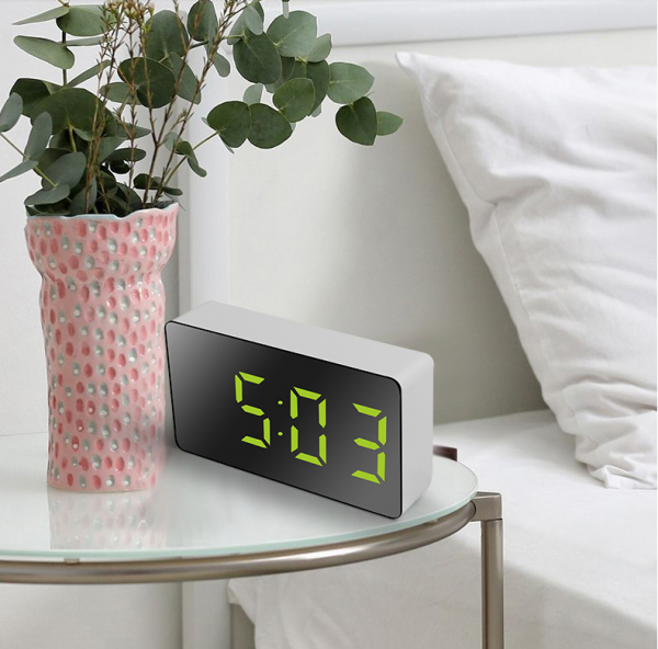 LED Mirror Table Clock Digital Alarm Snooze Display Time Night Light Desktop USB Alarm Clock Home Decor Gifts for Children