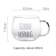 Empty Letter Printing Transparent Tea Juice with Handle Good Morning Milk Coffee Glass Clear Mug Cup