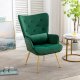 Accent Armchair with Golden Plated Metal Legs High Wingback Chair with Waist Pillow Design For Dining Living RoomsBedrooms