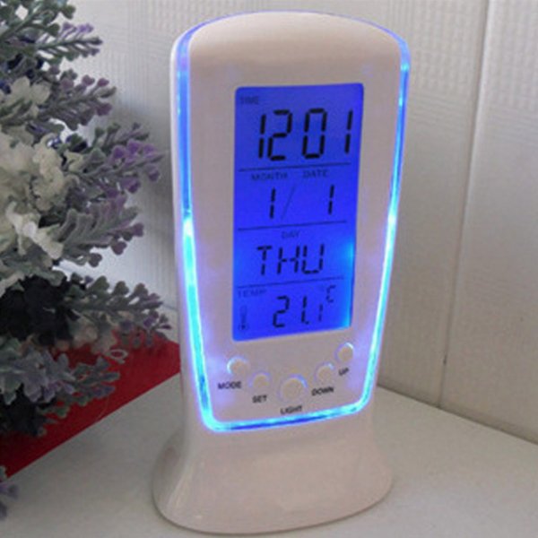 Digital Calendar Temperature LED Digital Alarm Clock with Blue Back light Electronic Calendar Thermometer Led Clock With Time#