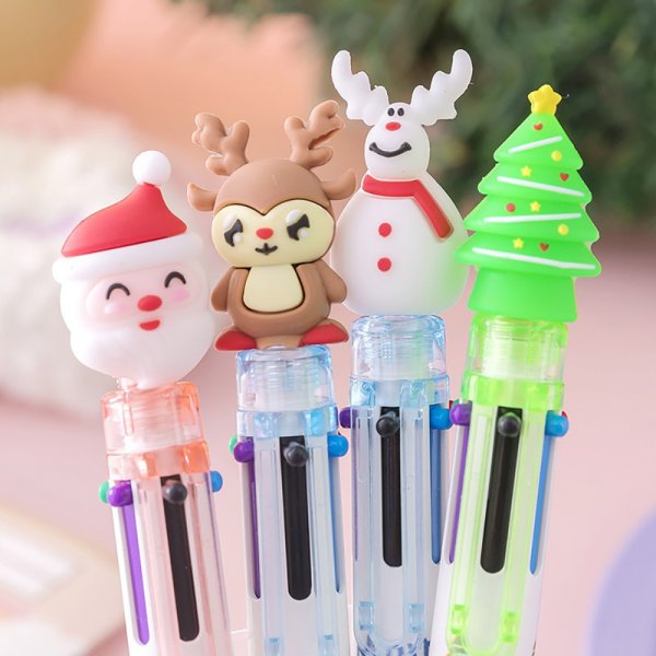 6/10 Colors Cute Christmas Ballpoint Pen Cartoon Santa Claus Xmas Ball Pen Office School Writing Supplies