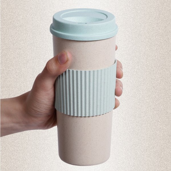 Kitchen Bar 350/450/550ML Wheat Straw Insulation Thermos Cup Outdoor Portable Hanging Drinkware Hot Water Coffee Bottle