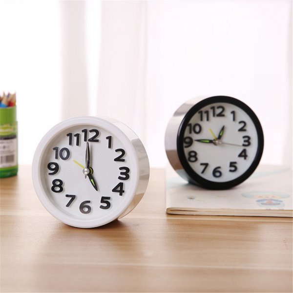 Square Round Alarm Clock Small Silent Table Alarm Clock Snooze Sweeping Wake Up Clock Battery Powered Portable Alarm Clock