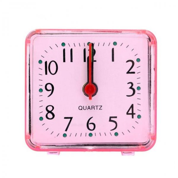 Square Small Bed Alarm Clock Transparent Case Compact Travel Alarm Clock Cute Portable Children Student Table Desk Clock Home