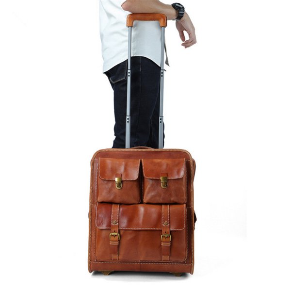 22 Inch Suitcase Multifunctional Luggage Case Business Style Top Layer Cowhide Luggage Carrier