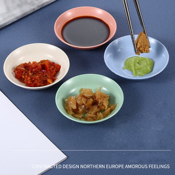 Kitchen Plastic Food Sauce Dish Small Vinegar Taste Board Snack Plates Creative Fruit Plate Imitation Porcelain Round Household