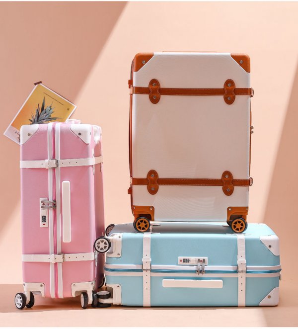 Retro Trolley Case Female Travel Suitcase Pink Cute Trolley Luggage Trolley Password Box 20 Inch Carry On Suitcases Big Bag