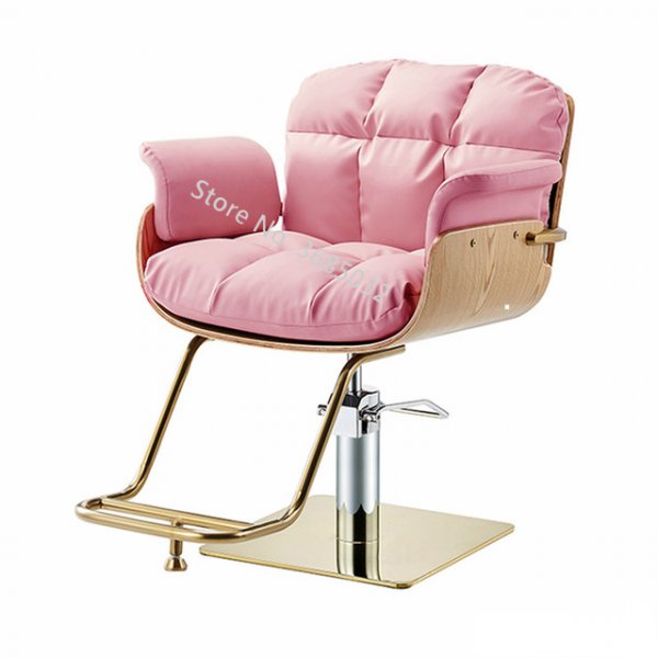 North Pink Barber Shop Chair golden leg Hair Salon Dedicated Barber Chair Beauty Salon Stool American Style Trend Lifting Chair
